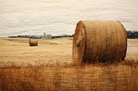Haybale on a field agriculture landscape outdoors.