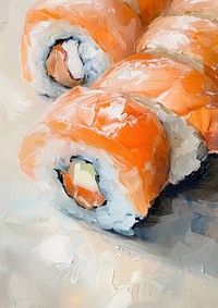 Salmon sushi food rice dish.