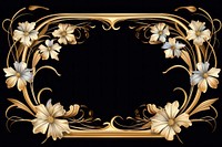 Art nouveau frame border flower pattern gold.