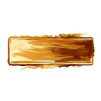 Brown and gold flat paint brush stroke rectangle white background textured.