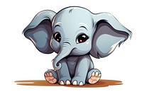 Cute baby elephant drawing mammal animal. AI generated Image by rawpixel.