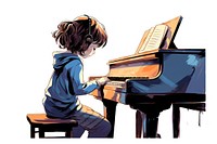 Little girl playing piano at home music keyboard musician. AI generated Image by rawpixel.