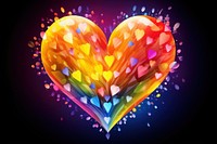 Glowing rainbow LGBTQ heart shape illuminated celebration creativity. AI generated Image by rawpixel.