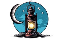 Middle East styled lantern and crescent moon architecture illuminated lighthouse. AI generated Image by rawpixel.