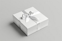 Gift box  white gray gray background.