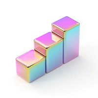 Graph icon iridescent metal white background rectangle.