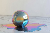 Metal sphere iridescent reflection creativity rainbow.