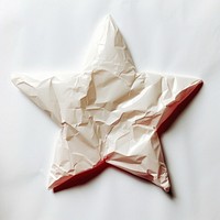 Star Glued glossy paper Sticker crumpled origami white.