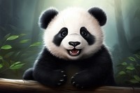 Cute happy panda wildlife animal mammal.
