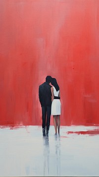 Couple kissing in Valentines painting adult togetherness.