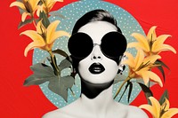 Collage Retro dreamy lily sunglasses portrait adult.