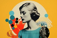 Collage Retro dreamy people painting portrait poster.