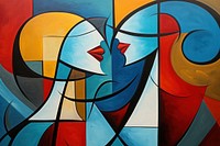 Modern art of a love couple painting abstract representation.