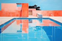 Modern art of a swimming pool architecture building outdoors.