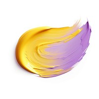 Pastel purple yellow flat paint brush stroke petal white background abstract.