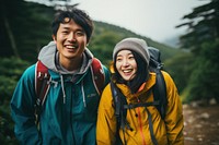 Couple japanese caming looking happy and fun adventure outdoors nature. AI generated Image by rawpixel.