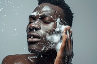 Black men washing face hairstyle.