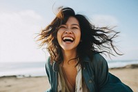 Japanese woman laughing adult joy. AI generated Image by rawpixel.