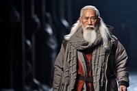 Thai male elder model clothing beard portrait.