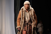 Thai male elder model clothing runway winter.