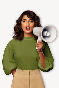 Woman using megaphone