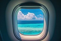 Pardise island window airplane porthole.