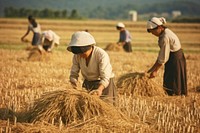 Korean people harvest agriculture outdoors.