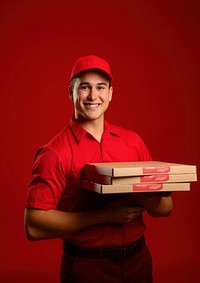 Man wear red uniform box portrait adult.