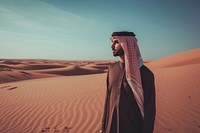Middle Eastern Man outdoors standing desert.