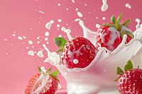 Strawberry mix with milk dessert fruit plant.