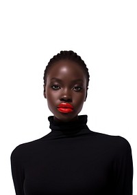A black teenage woman with red lip photography portrait fashion.