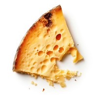 Cheese with burnt food parmigiano-reggiano white background.