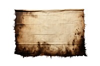Fabric with burnt text white background rectangle.