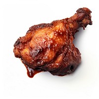 Fried chicken with burnt meat food white background.