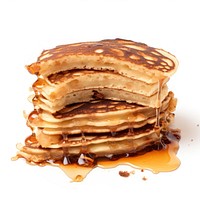 Pancake stack with burnt food white background pannekoek.