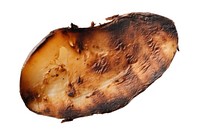 Potato with burnt white background freshness vegetable.