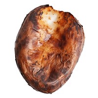 Potato with burnt food white background ammunition.