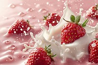 Strawberry mix with milk backgrounds dessert fruit.