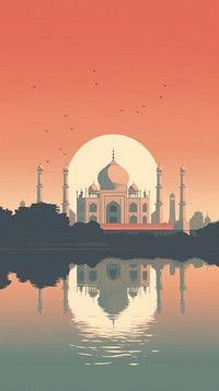 Retro film of Taj Mahal architecture building outdoors.