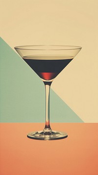 Retro photography of a cocktail martini glass drink.
