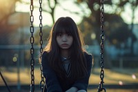 Japanese high school girl photography portrait outdoors.