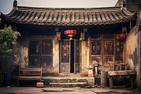 Old house chinese Style architecture building outdoors.