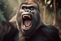 Real funny gorilla wildlife monkey mammal. AI generated Image by rawpixel.