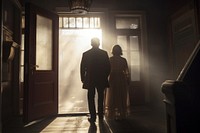 Man and woman enter a door light adult togetherness. AI generated Image by rawpixel.