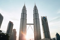 Twin tower Malaysia architecture building landmark.