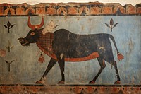 Bull hieroglyphic carvings painting livestock cattle.