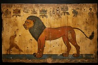 Lion hieroglyphic carvings painting ancient animal.