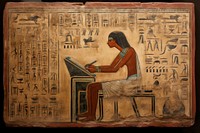 Using tablet hieroglyphic carvings painting archaeology ancient.