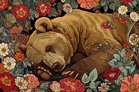 Bear and flowers bear art wildlife.