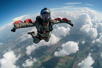 Black man recreation adventure skydiving.
